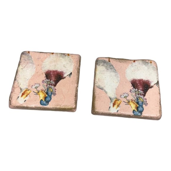 Ducks Stone Coasters Upcled with Decoupage and Hand Painte Ducks in Love - Picture 6 of 7